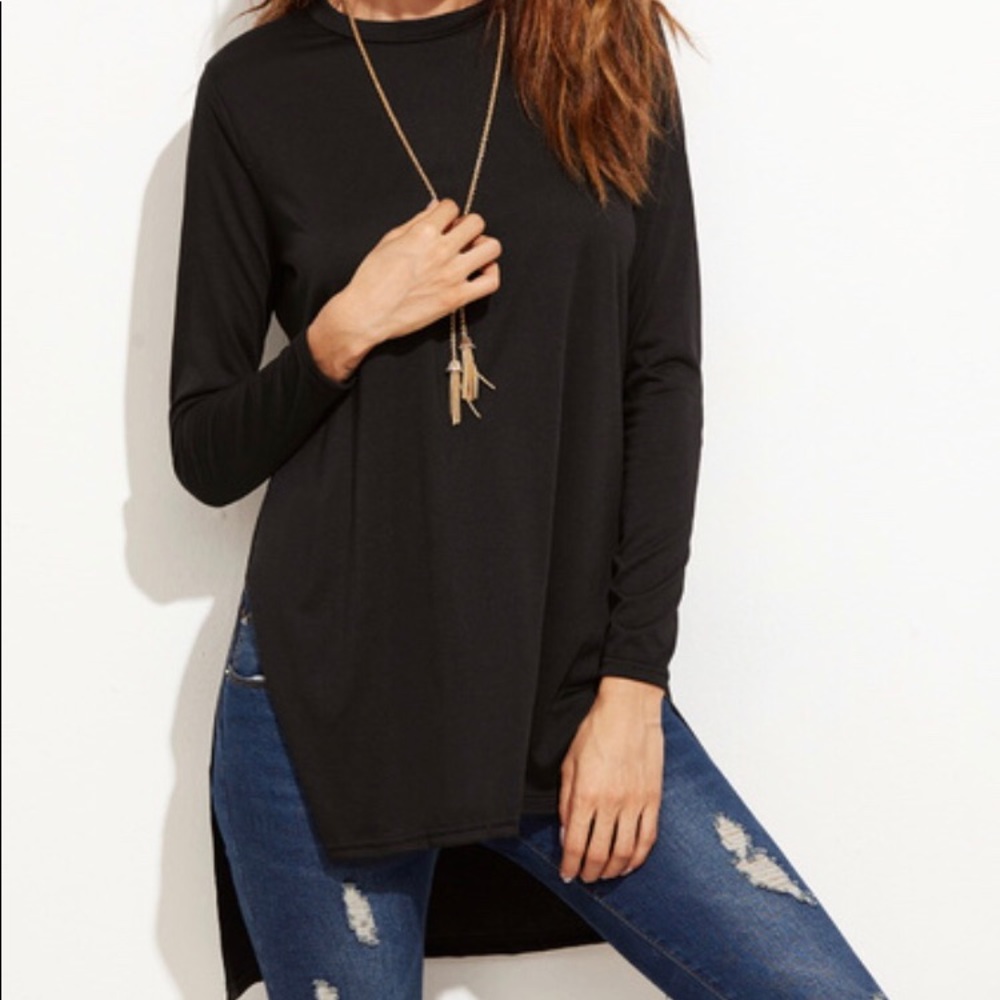 Side slit long sleeve shirt
